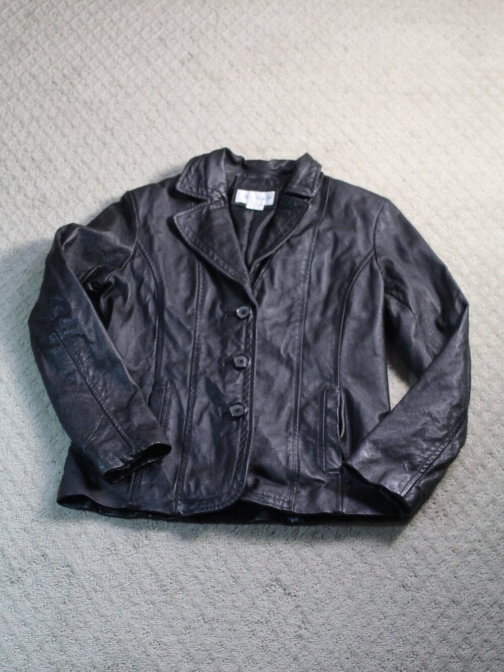 Hannah H Size M Black Real Leather Jacket